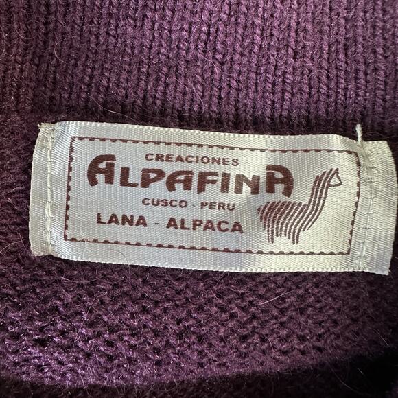 alpafina alpaca peru purple button front sweater - Picture 6 of 6